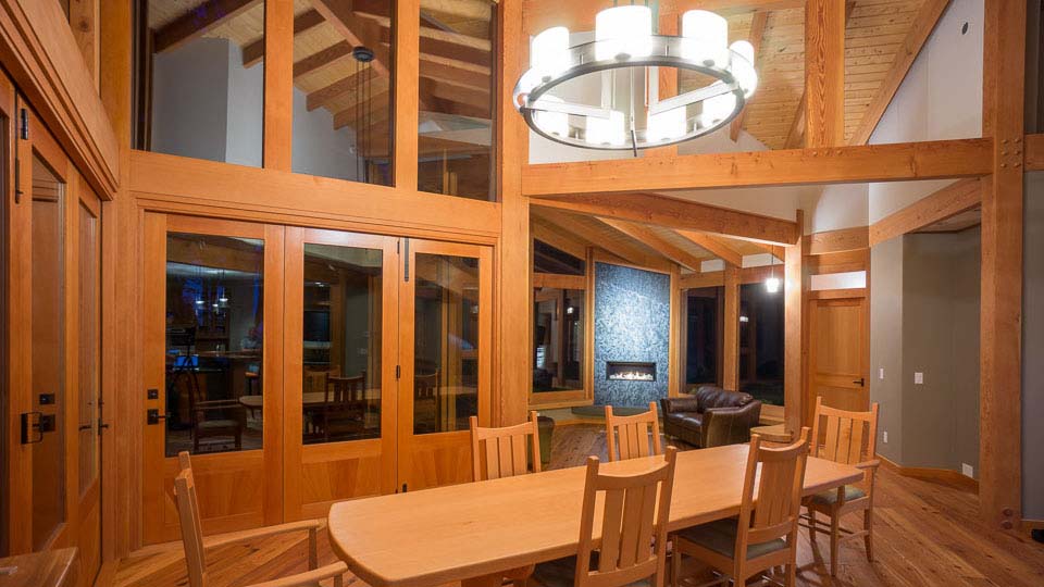 A beautiful West Coast Modern timber frame home designed by Etienne DeVilliers. This home features stunning millwork and Douglas fir post and beam construction.